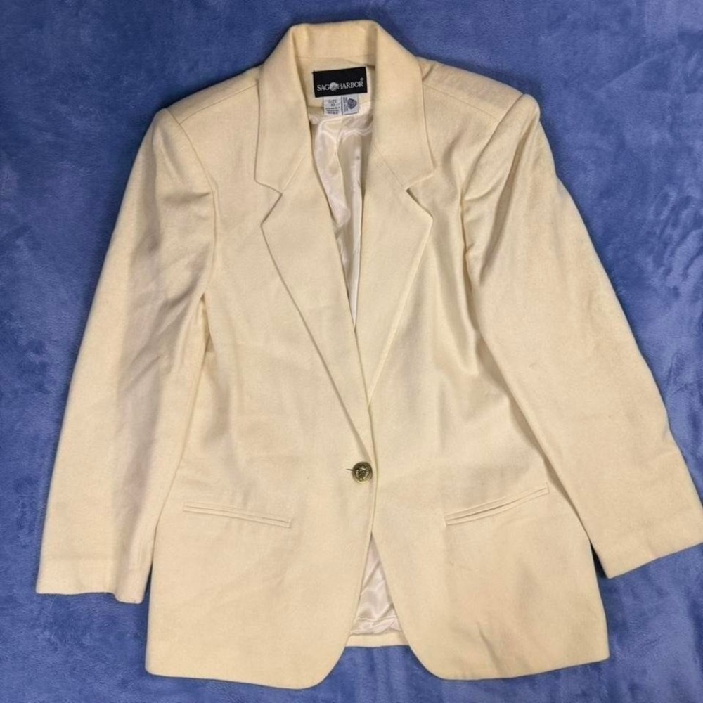 Sag Harbor cream 100% pure wool blazer Size 10‎